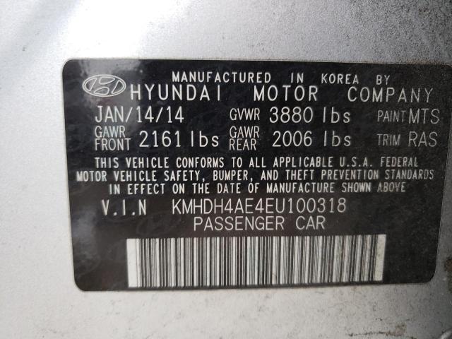 Photo 9 VIN: KMHDH4AE4EU100318 - HYUNDAI ELANTRA SE 