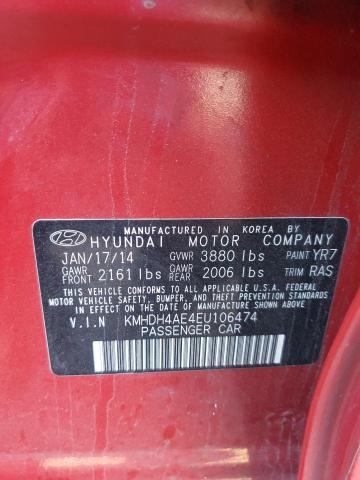 Photo 11 VIN: KMHDH4AE4EU106474 - HYUNDAI ELANTRA SE 