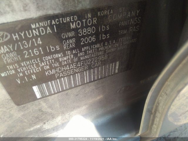 Photo 8 VIN: KMHDH4AE4FU222968 - HYUNDAI ELANTRA 