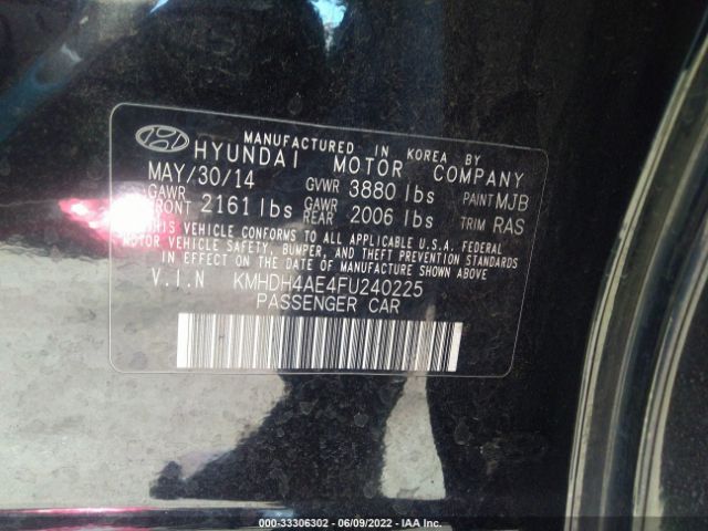 Photo 8 VIN: KMHDH4AE4FU240225 - HYUNDAI ELANTRA 