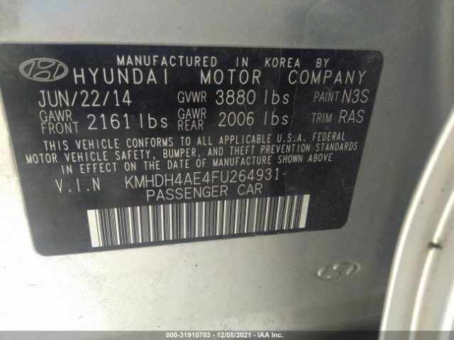 Photo 8 VIN: KMHDH4AE4FU264931 - HYUNDAI ELANTRA 