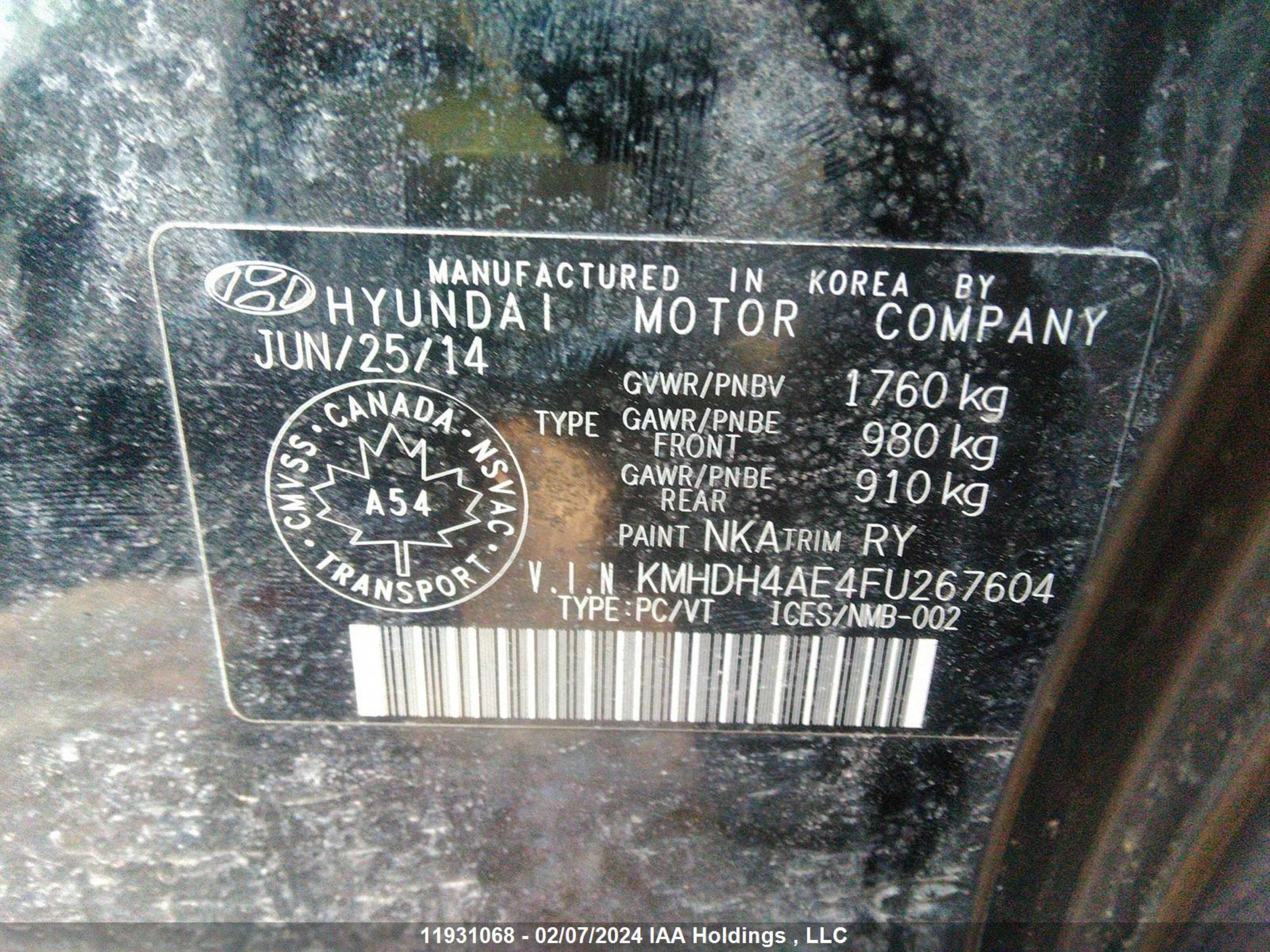 Photo 8 VIN: KMHDH4AE4FU267604 - HYUNDAI ELANTRA 