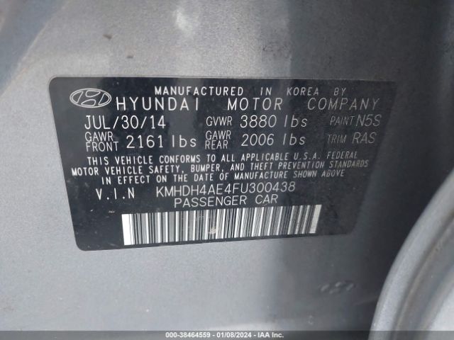 Photo 8 VIN: KMHDH4AE4FU300438 - HYUNDAI ELANTRA 