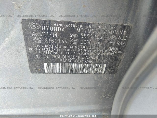 Photo 8 VIN: KMHDH4AE4FU303548 - HYUNDAI ELANTRA 