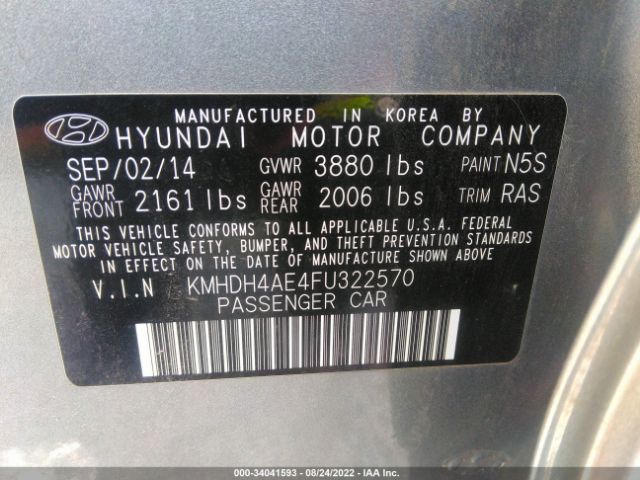 Photo 8 VIN: KMHDH4AE4FU322570 - HYUNDAI ELANTRA 