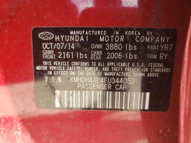 Photo 9 VIN: KMHDH4AE4FU344052 - HYUNDAI ELANTRA SE 