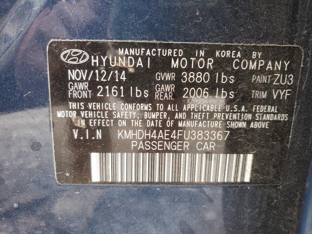 Photo 9 VIN: KMHDH4AE4FU383367 - HYUNDAI ELANTRA SE 