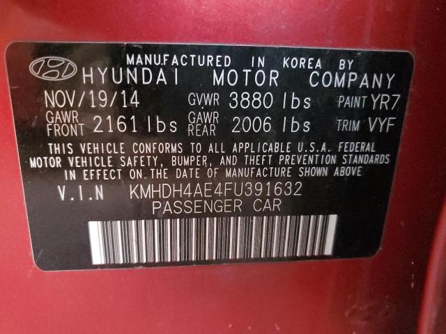 Photo 11 VIN: KMHDH4AE4FU391632 - HYUNDAI ELANTRA SE 