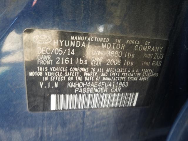 Photo 9 VIN: KMHDH4AE4FU411863 - HYUNDAI ELANTRA SE 