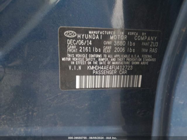 Photo 8 VIN: KMHDH4AE4FU412723 - HYUNDAI ELANTRA 