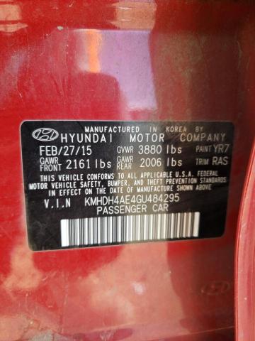 Photo 12 VIN: KMHDH4AE4GU484295 - HYUNDAI ELANTRA SE 