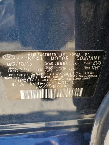 Photo 11 VIN: KMHDH4AE4GU491778 - HYUNDAI ELANTRA 