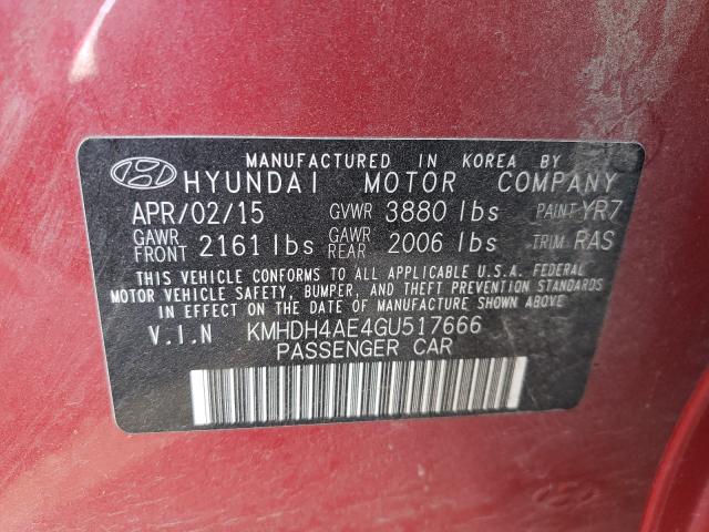 Photo 9 VIN: KMHDH4AE4GU517666 - HYUNDAI ELANTRA SE 