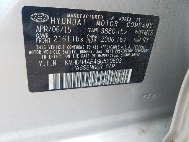 Photo 9 VIN: KMHDH4AE4GU520602 - HYUNDAI ELANTRA SE 