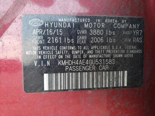 Photo 12 VIN: KMHDH4AE4GU531583 - HYUNDAI ELANTRA 