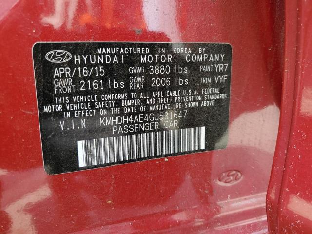 Photo 11 VIN: KMHDH4AE4GU531647 - HYUNDAI ELANTRA 