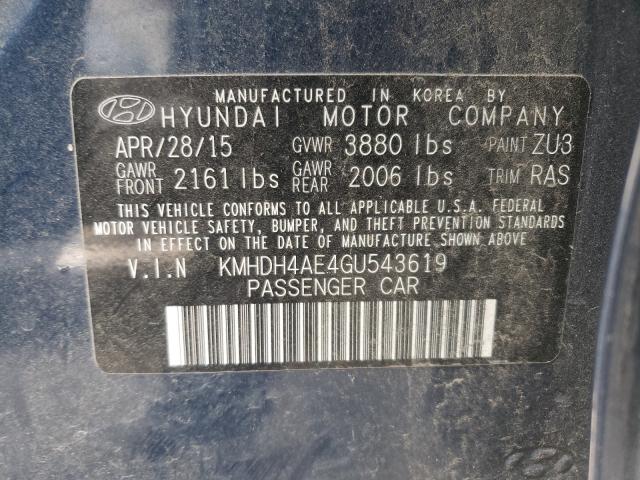 Photo 9 VIN: KMHDH4AE4GU543619 - HYUNDAI ELANTRA SE 