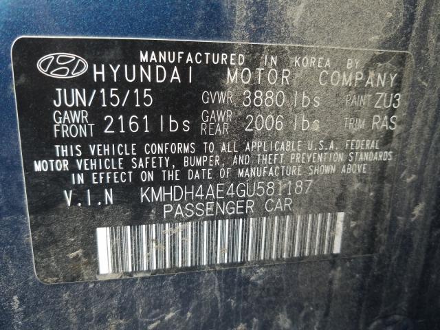 Photo 9 VIN: KMHDH4AE4GU581187 - HYUNDAI ELANTRA SE 