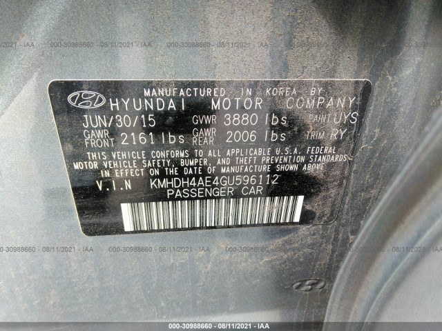 Photo 8 VIN: KMHDH4AE4GU596112 - HYUNDAI ELANTRA 