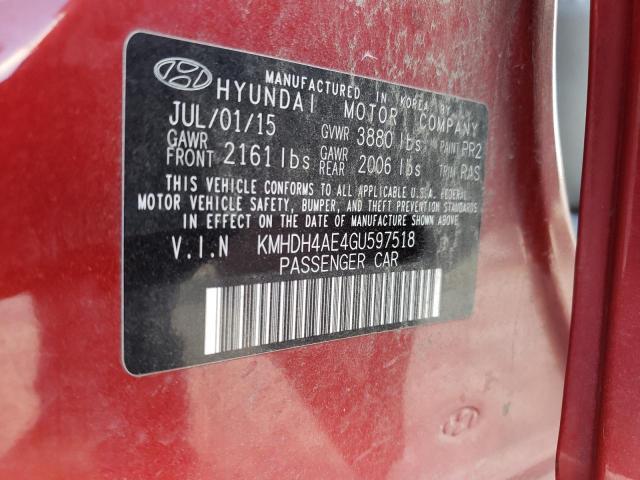 Photo 9 VIN: KMHDH4AE4GU597518 - HYUNDAI ELANTRA SE 