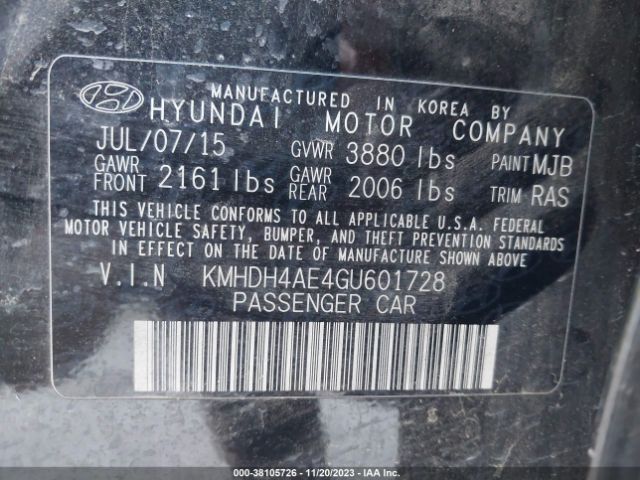 Photo 8 VIN: KMHDH4AE4GU601728 - HYUNDAI ELANTRA 