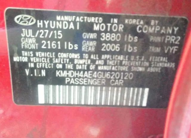 Photo 8 VIN: KMHDH4AE4GU620120 - HYUNDAI ELANTRA 