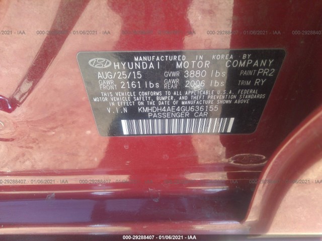 Photo 8 VIN: KMHDH4AE4GU636155 - HYUNDAI ELANTRA 