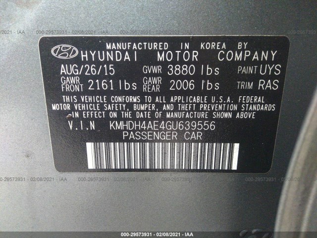 Photo 8 VIN: KMHDH4AE4GU639556 - HYUNDAI ELANTRA 