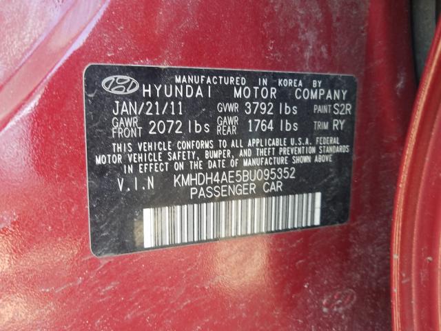 Photo 9 VIN: KMHDH4AE5BU095352 - HYUNDAI ELANTRA GL 