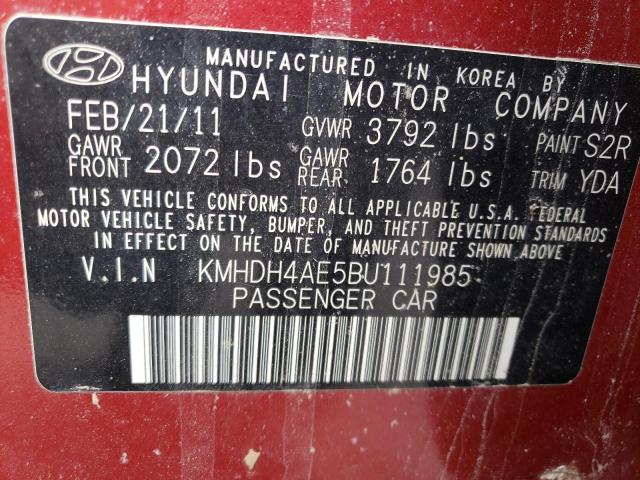 Photo 11 VIN: KMHDH4AE5BU111985 - HYUNDAI ELANTRA GL 