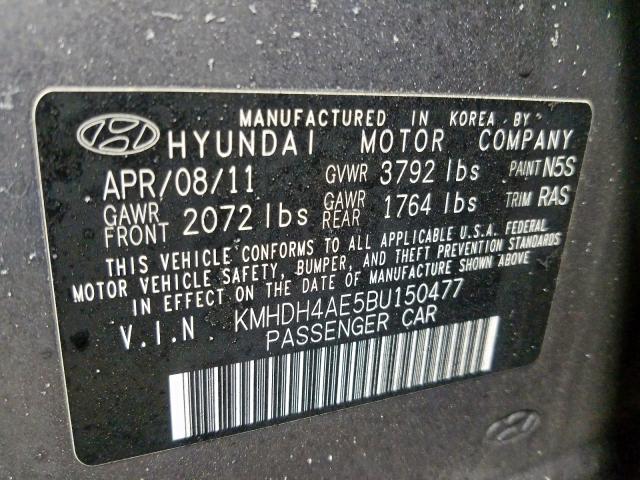 Photo 9 VIN: KMHDH4AE5BU150477 - HYUNDAI ELANTRA GL 