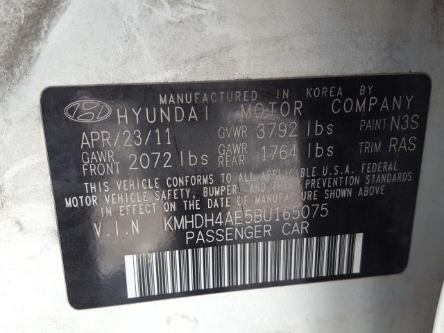 Photo 9 VIN: KMHDH4AE5BU165075 - HYUNDAI ELANTRA GL 