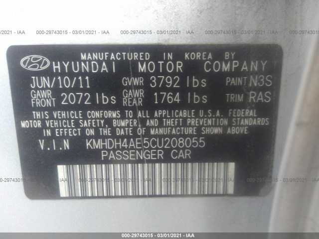 Photo 8 VIN: KMHDH4AE5CU208055 - HYUNDAI ELANTRA 