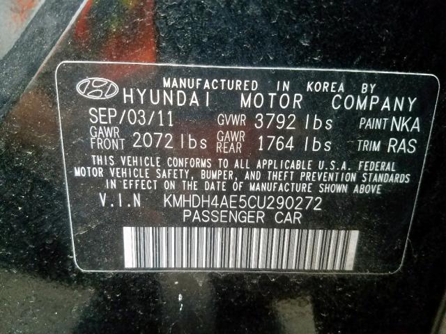 Photo 9 VIN: KMHDH4AE5CU290272 - HYUNDAI ELANTRA GL 