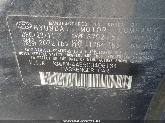 Photo 8 VIN: KMHDH4AE5CU406134 - HYUNDAI ELANTRA 