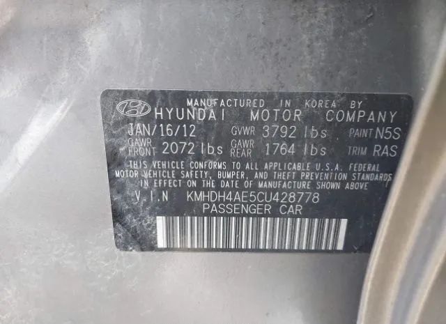 Photo 8 VIN: KMHDH4AE5CU428778 - HYUNDAI ELANTRA 