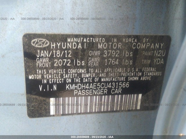 Photo 8 VIN: KMHDH4AE5CU431566 - HYUNDAI ELANTRA 