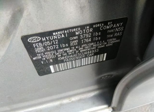 Photo 8 VIN: KMHDH4AE5CU444933 - HYUNDAI ELANTRA 