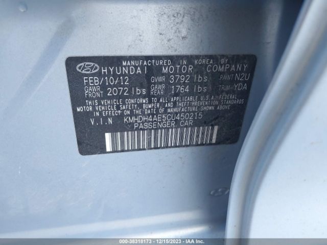 Photo 8 VIN: KMHDH4AE5CU450215 - HYUNDAI ELANTRA 