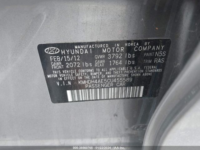 Photo 8 VIN: KMHDH4AE5CU455589 - HYUNDAI ELANTRA 