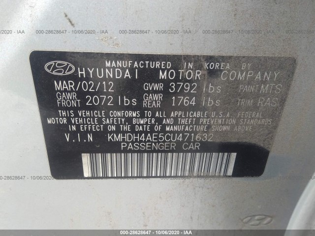 Photo 8 VIN: KMHDH4AE5CU471632 - HYUNDAI ELANTRA 