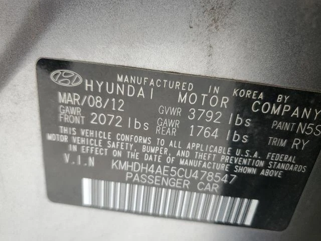 Photo 11 VIN: KMHDH4AE5CU478547 - HYUNDAI ELANTRA GL 