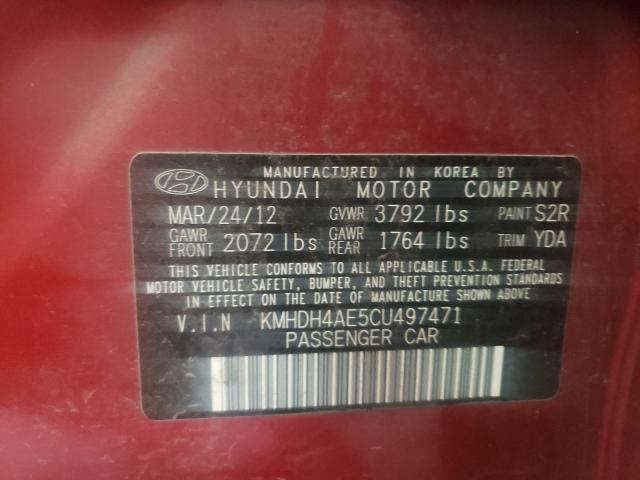 Photo 9 VIN: KMHDH4AE5CU497471 - HYUNDAI ELANTRA GL 