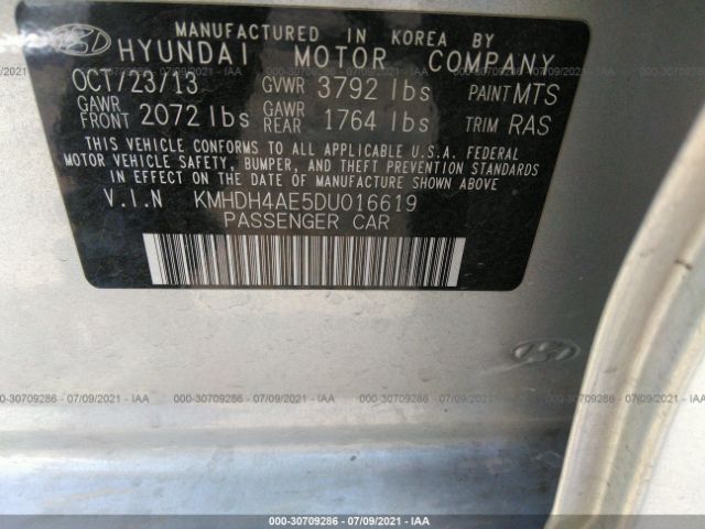 Photo 8 VIN: KMHDH4AE5DU016619 - HYUNDAI ELANTRA 