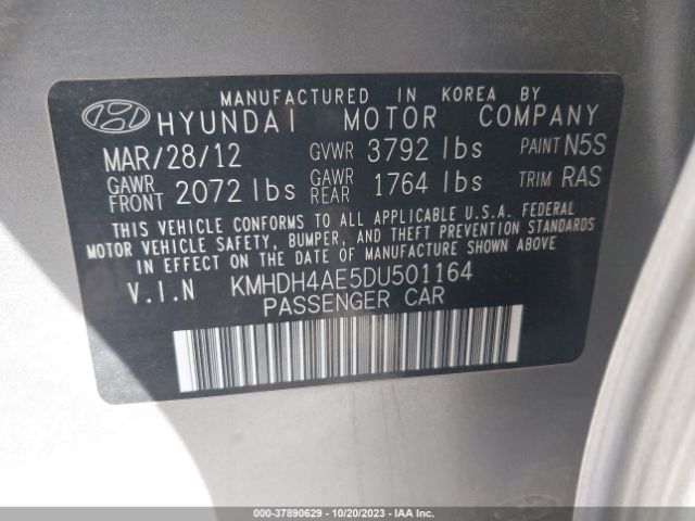 Photo 8 VIN: KMHDH4AE5DU501164 - HYUNDAI ELANTRA 