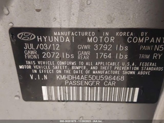 Photo 8 VIN: KMHDH4AE5DU596468 - HYUNDAI ELANTRA 