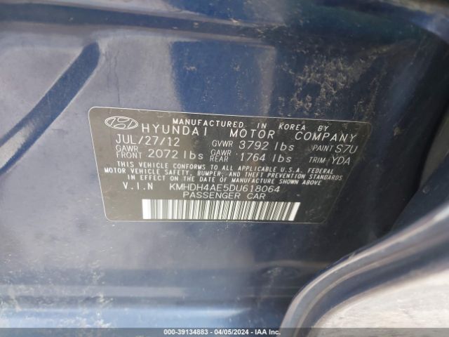 Photo 8 VIN: KMHDH4AE5DU618064 - HYUNDAI ELANTRA 