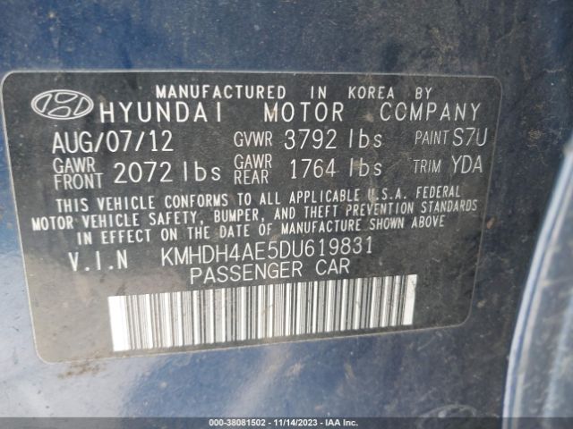 Photo 8 VIN: KMHDH4AE5DU619831 - HYUNDAI ELANTRA 