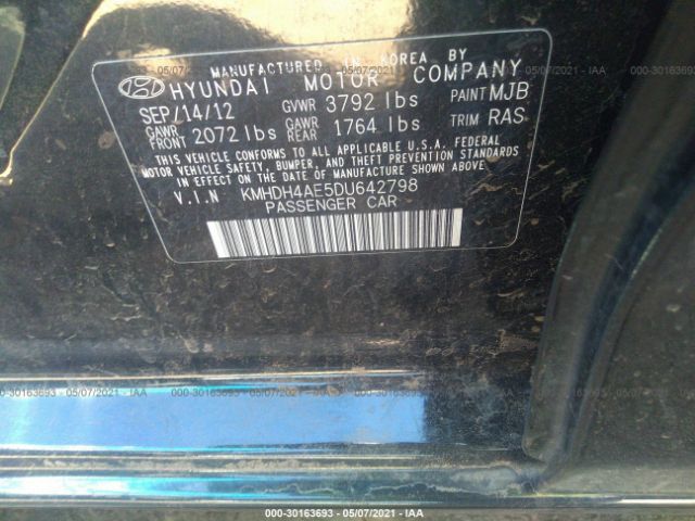 Photo 8 VIN: KMHDH4AE5DU642798 - HYUNDAI ELANTRA 