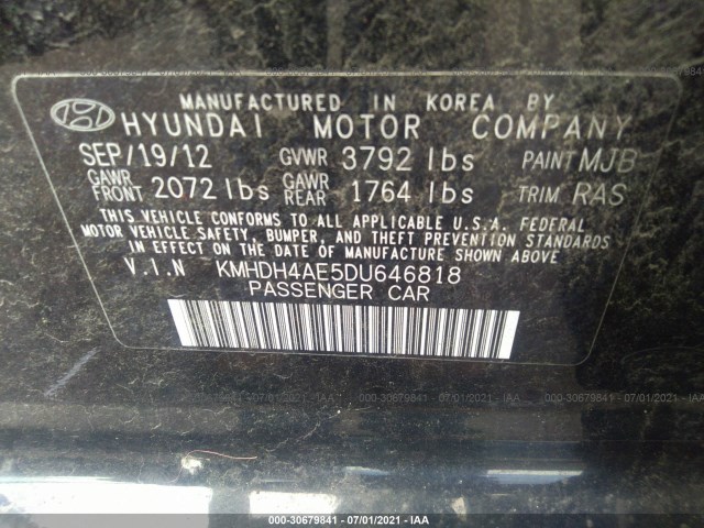 Photo 8 VIN: KMHDH4AE5DU646818 - HYUNDAI ELANTRA 